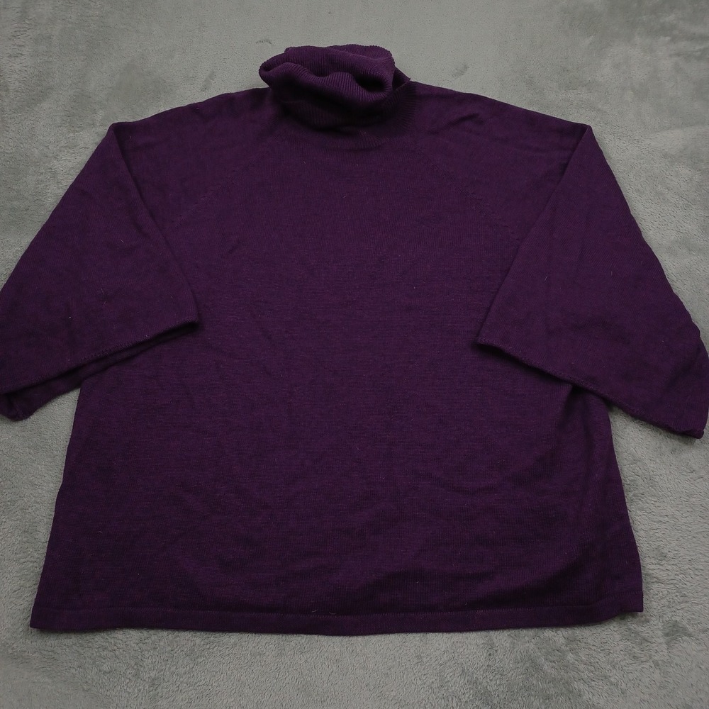 Eileen Fisher Sweater Womens Large Purple Turtleneck Merino Wool Pullover